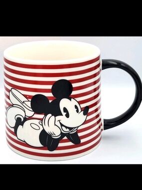 Mickey Mouse Striped Ceramic Mug-(24oz)❤️🖤
